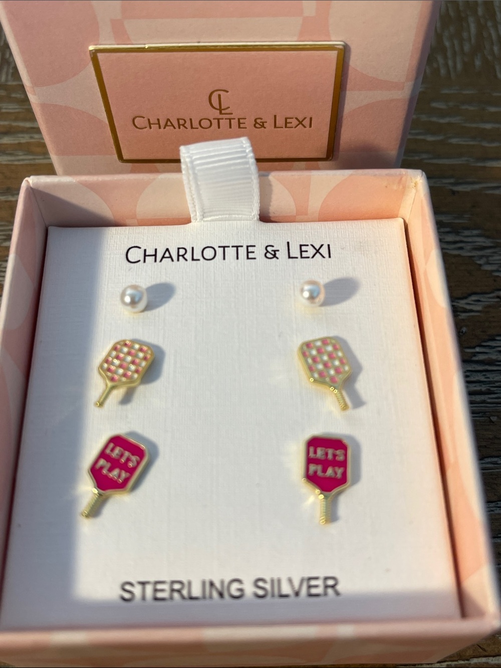 Charlotte & Lexi Pink and Gold 🏓 Pickleball Stud Earring Set